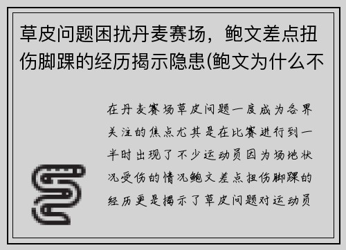 草皮问题困扰丹麦赛场，鲍文差点扭伤脚踝的经历揭示隐患(鲍文为什么不踮脚麦迪)